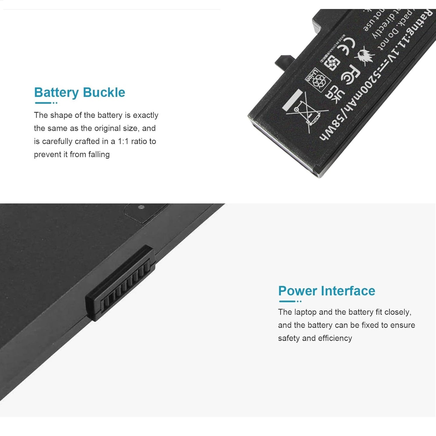 Laptop Battery 4400mAh 48Wh 6-Cell Replacement for Samsung Black  AA-PB9NC6B AA-PB9NS6B AA-PL2NC9B Battery