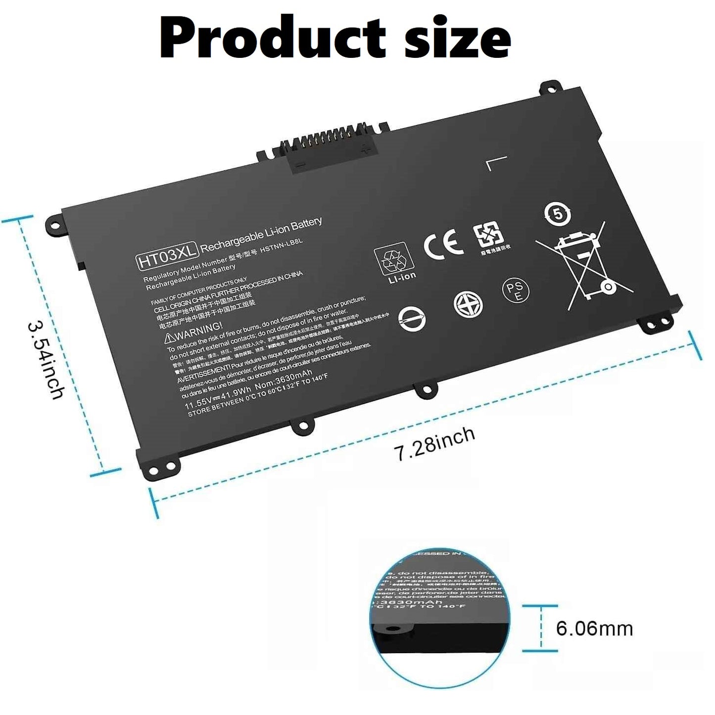 Laptop Battery 3470mAh 41.9Wh 3-Cell Replacement for HP 14-ck1000 14-cm1000 Battery